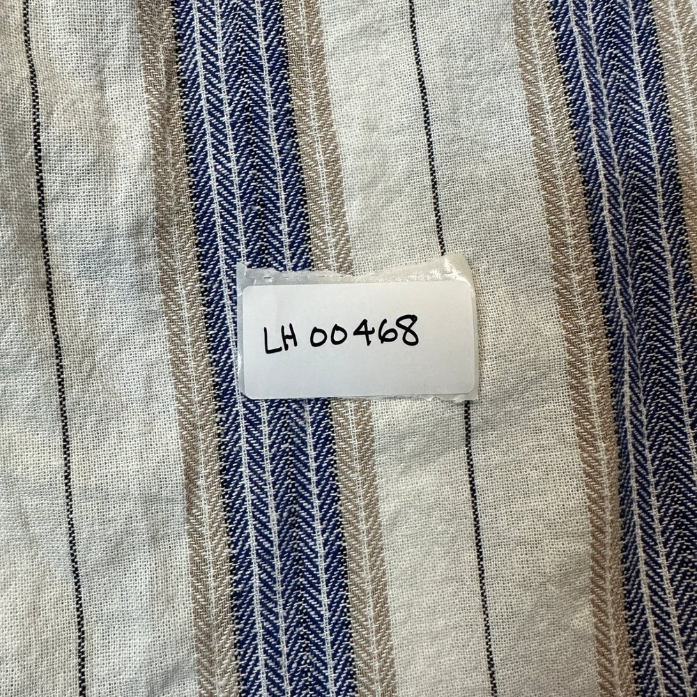 Indigo Rein Womens Small Linen Stripe Tie Waist Wide Leg Pants Blue Tan White - Picture 7 of 7
